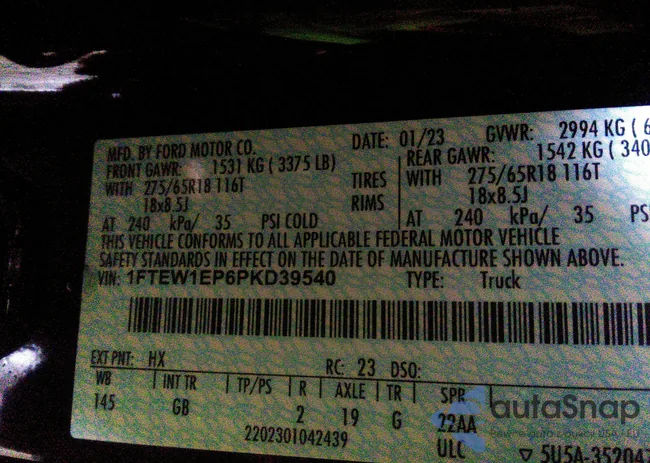 1FTEW1EP6PKD39540: 41990504