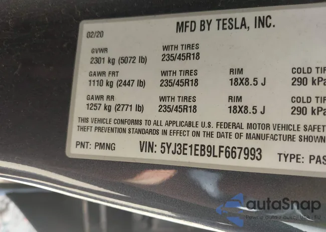 5YJ3E1EB9LF667993: 41990917