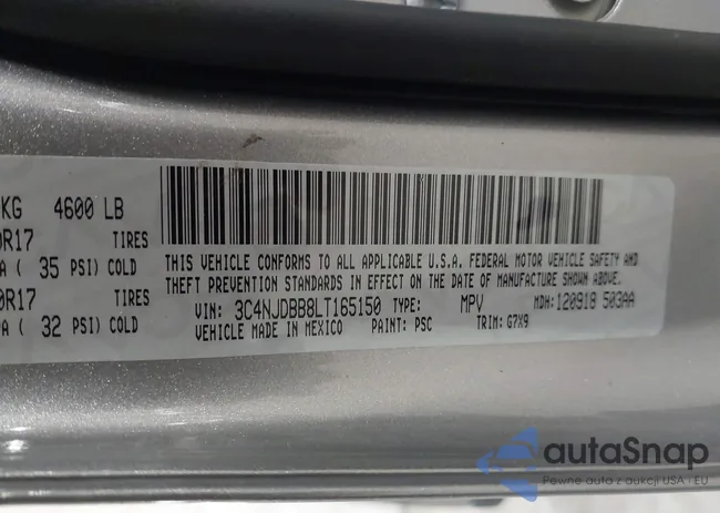 3C4NJDBB8LT165150: 41991025