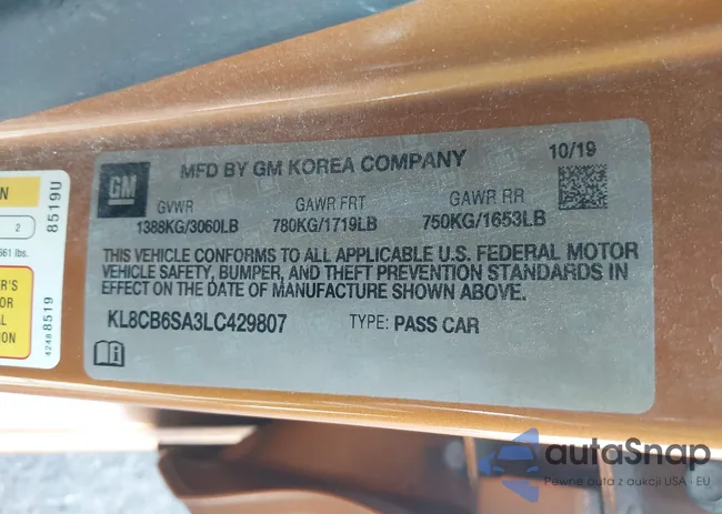 KL8CB6SA3LC429807: 41991221