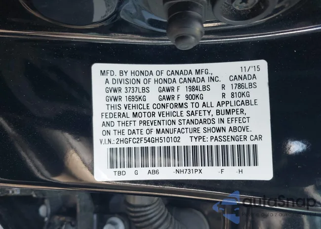 2HGFC2F54GH510102: 41991244