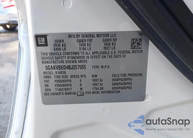 5GAKVBED4BJ257565: 41991329