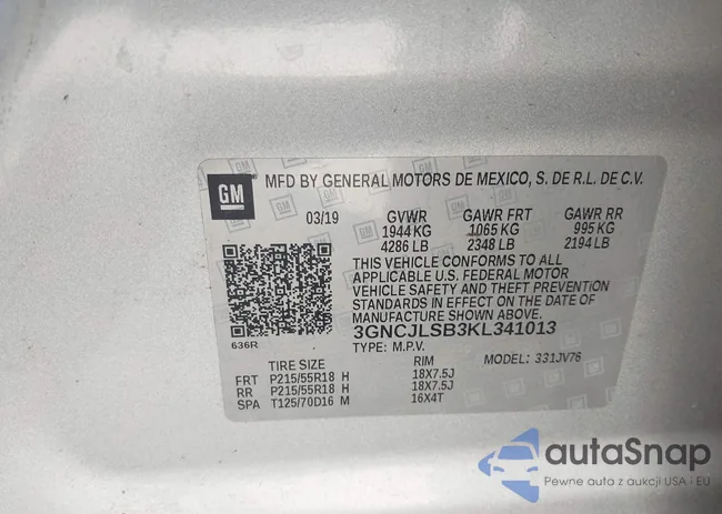 3GNCJLSB3KL341013: 41991398