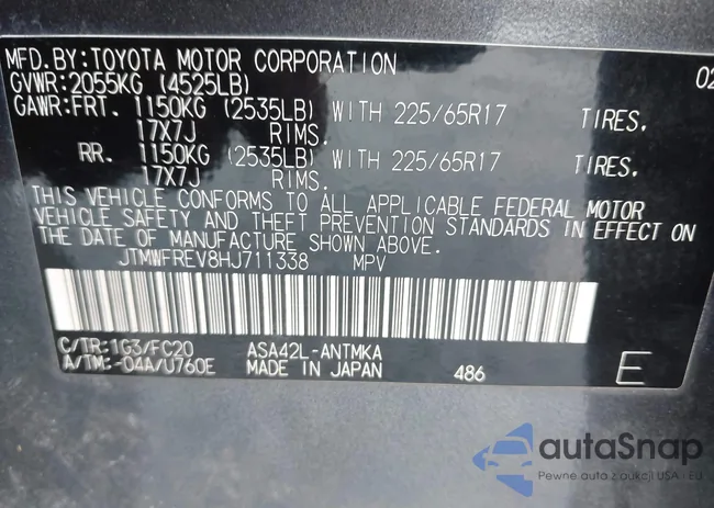 JTMWFREV8HJ711338: 41990525