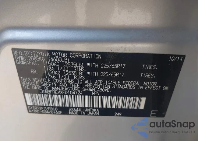 JTMBFREVXFD104724: 41990867