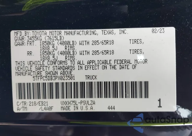 5TFPC5DB3PX023501: 41991952