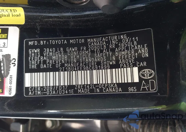 2T1BU4EE9BC691899: 41992275