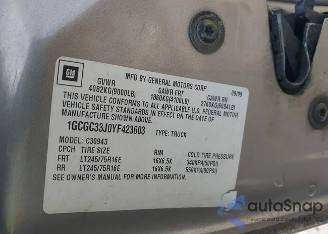 1GCGC33J0YF423603: 41991789
