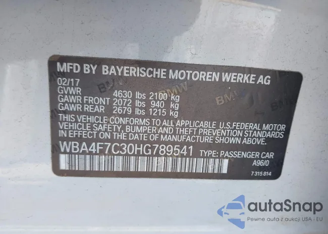 WBA4F7C30HG789541: 41991831