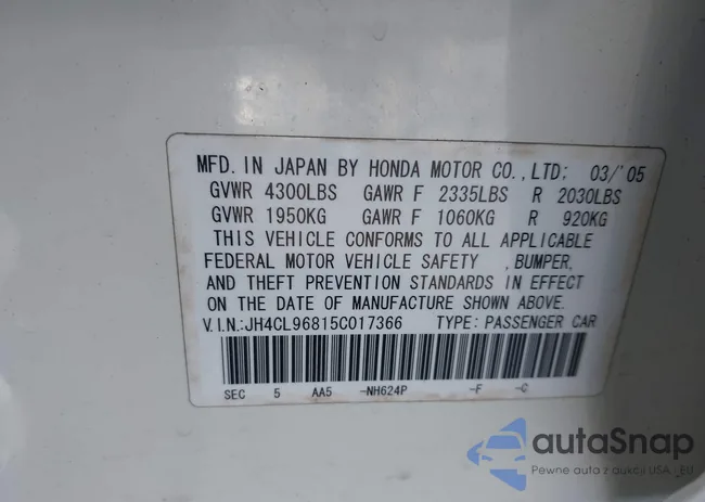 JH4CL96815C017366: 41992940