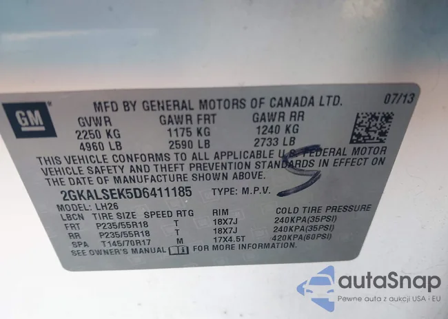 2GKALSEK5D6411185: 41993032