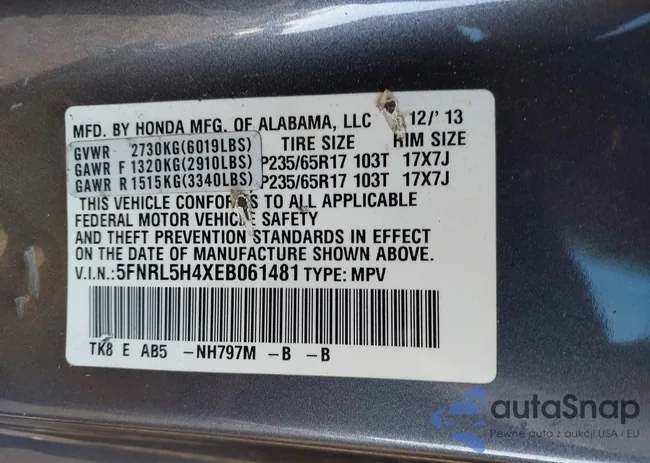 5FNRL5H4XEB061481: 41992538