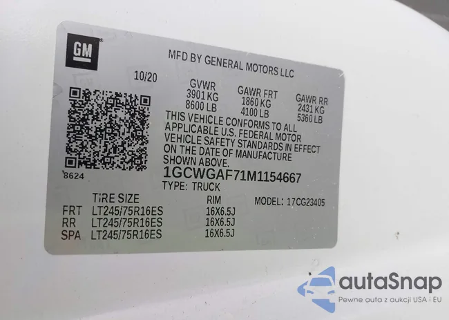 1GCWGAF71M1154667: 41994343