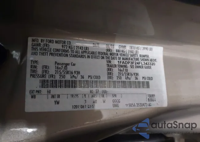 1FADP3F24FL343320: 41994901