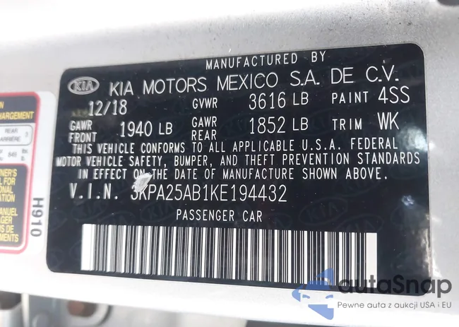 3KPA25AB1KE194432: 41995437