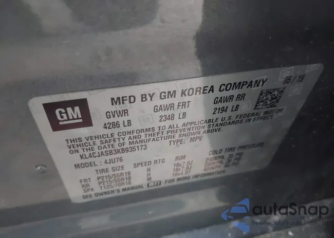 KL4CJASB3KB935173: 41994716