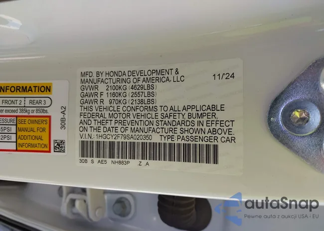 1HGCY2F79SA020350: 41996321