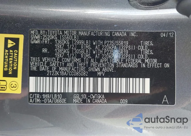 2T2ZK1BA7CC085082: 41996338