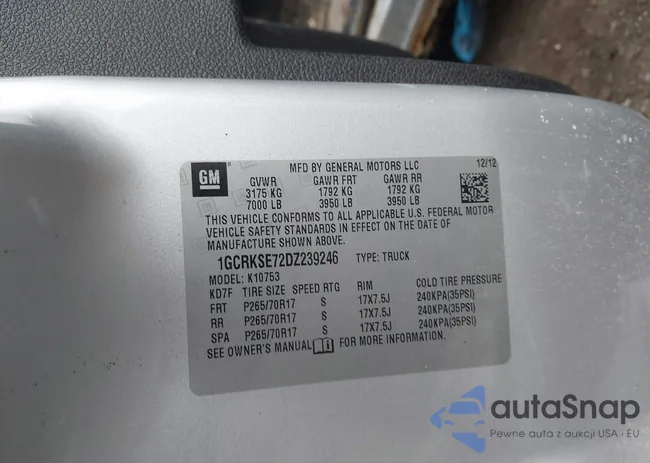 1GCRKSE72DZ239246: 41995553