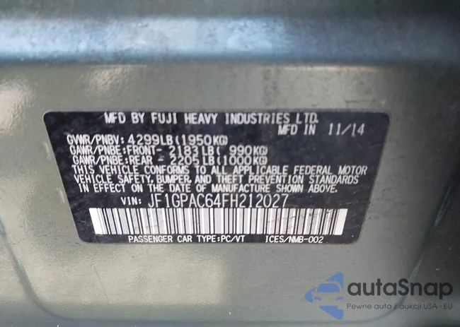 JF1GPAC64FH212027: 41995629