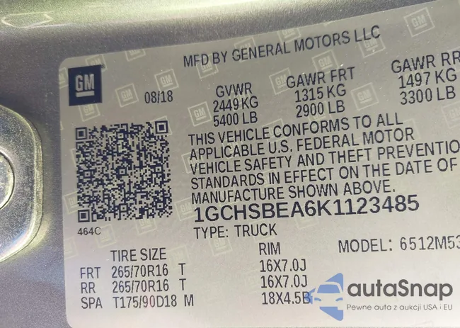 1GCHSBEA6K1123485: 41995652