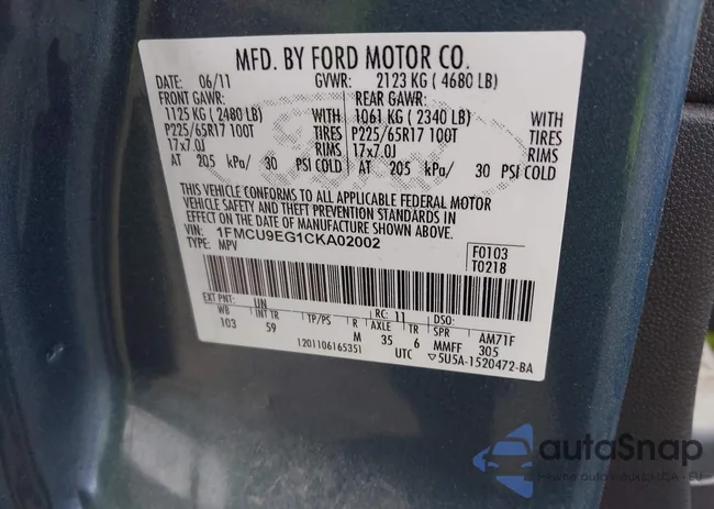 1FMCU9EG1CKA02002: 41996927