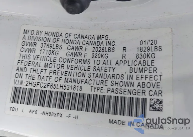 2HGFC2F65LH531818: 41997104