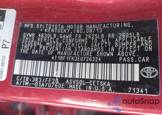 4T1BF1FK3EU726324: 41997221