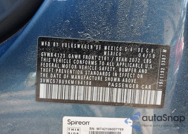 3VWC57BU9KM194158: 41997450
