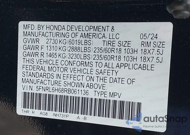 5FNRL6H68RB061136: 41996782