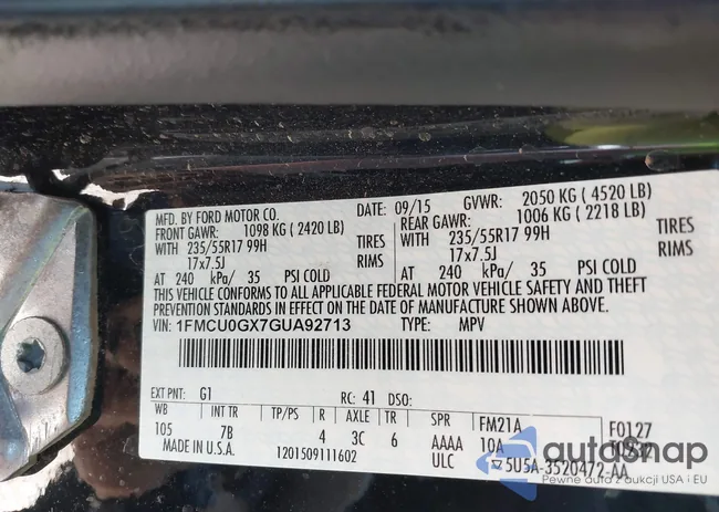 1FMCU0GX7GUA92713: 41996819