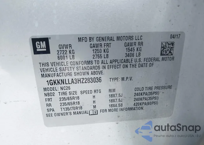 1GKKNLLA3HZ283036: 41997865