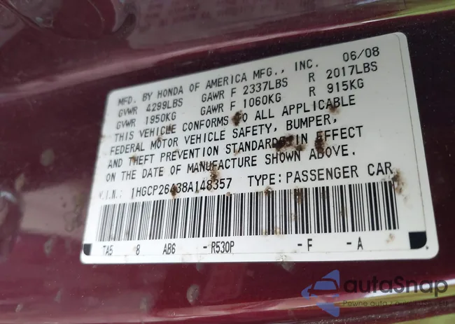 1HGCP26438A148357: 41999292