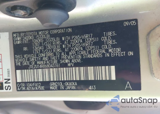 JTEZU14R868043761: 41999421