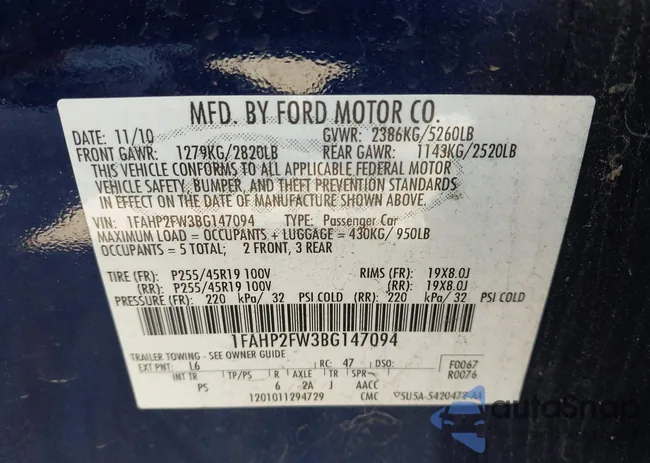 1FAHP2FW3BG147094: 41999475