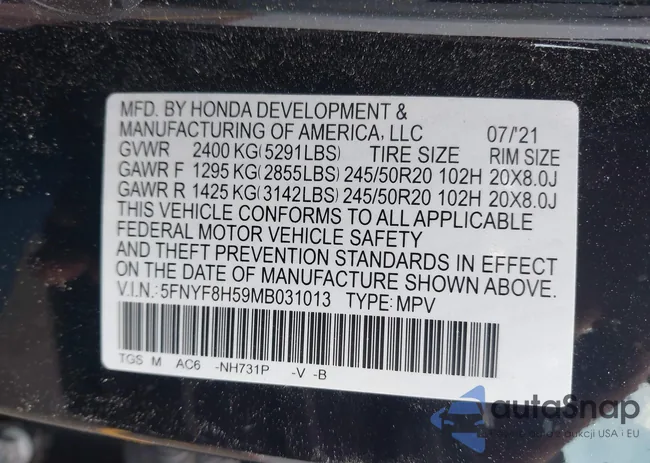 5FNYF8H59MB031013: 41998552