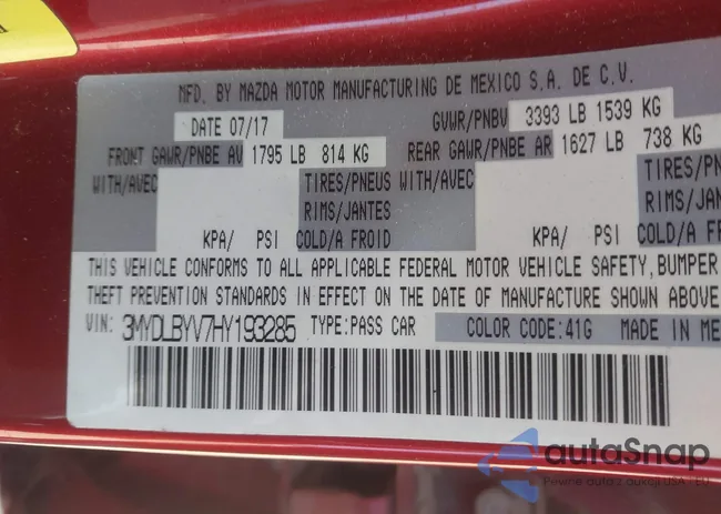 3MYDLBYV7HY193285: 41998589