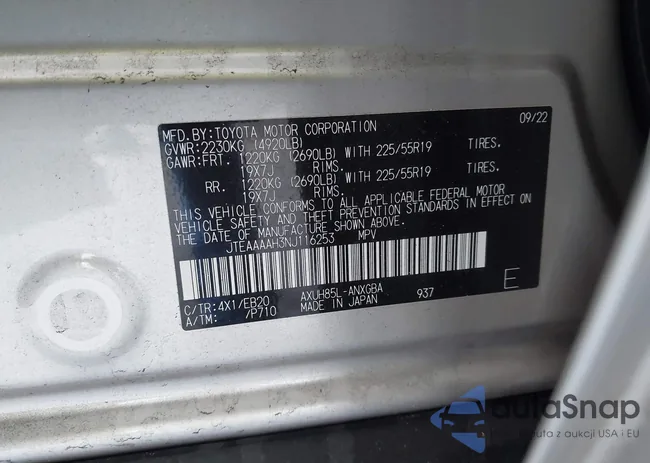 JTEAAAAH3NJ116253: 41998643