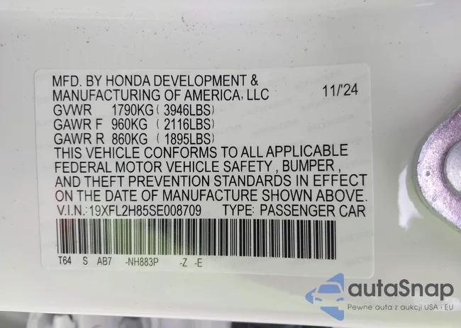 19XFL2H85SE008709: 41999985