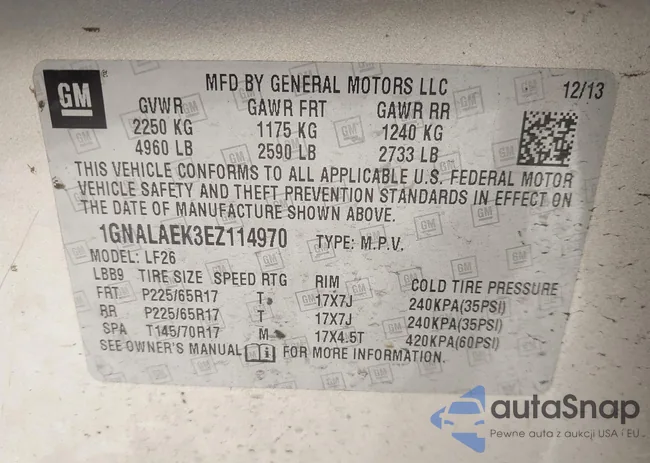 1GNALAEK3EZ114970: 42000164