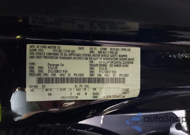 1FADP3K20GL225899: 42001258