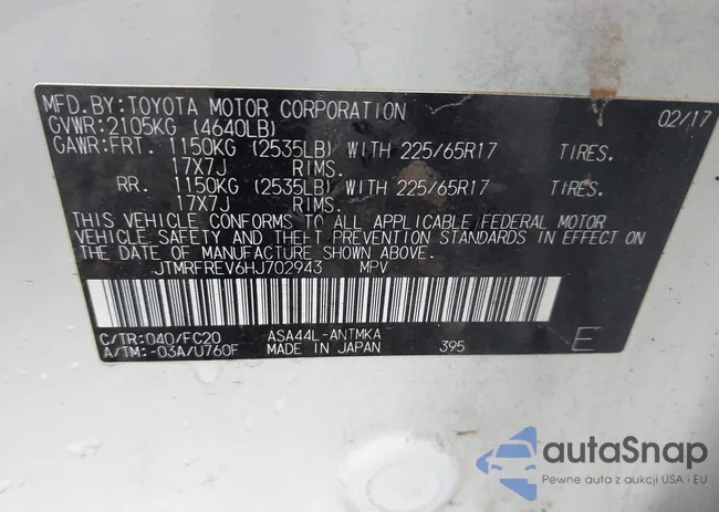 JTMRFREV6HJ702943: 42001293