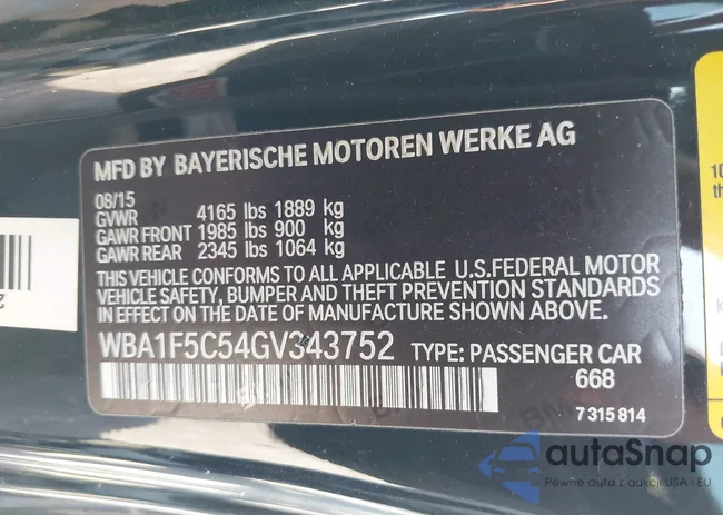 WBA1F5C54GV343752: 42001316