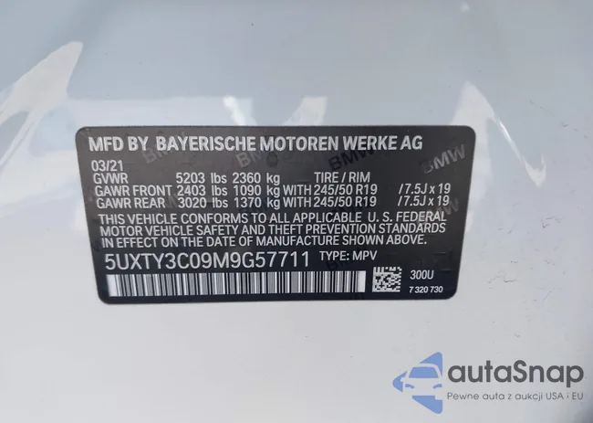 5UXTY3C09M9G57711: 42000500