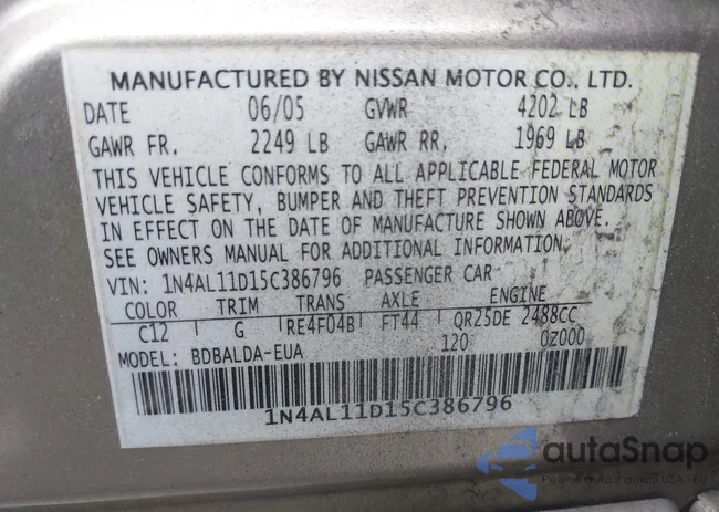 1N4AL11D15C386796: 42000743