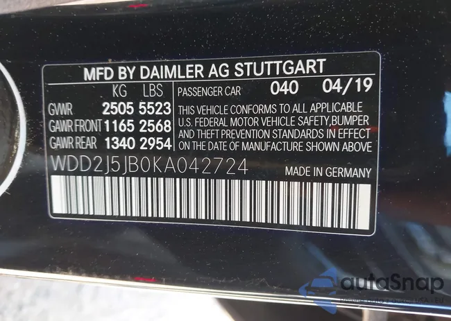 WDD2J5JB0KA042724: 42002074