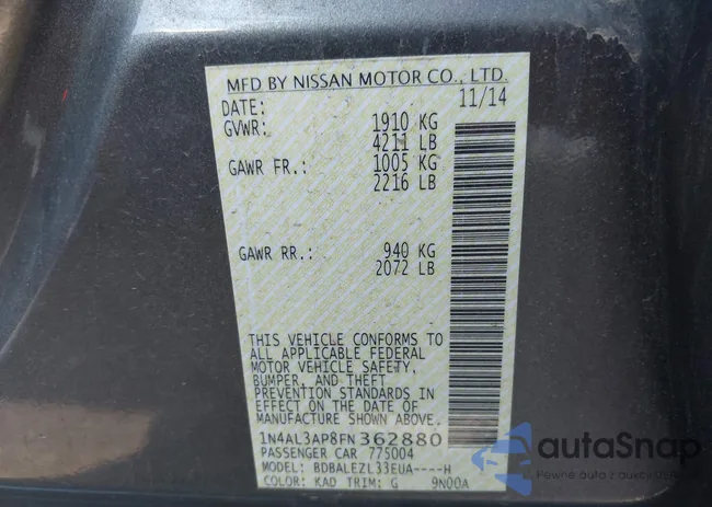 1N4AL3AP8FN362880: 42002133