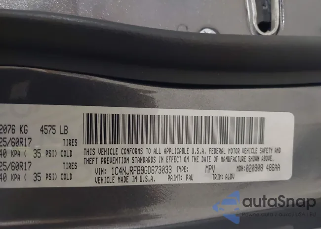 1C4NJRFB9GD673033: 42002277