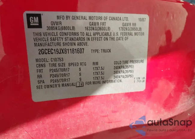 2GCEC19JX81181607: 42002441