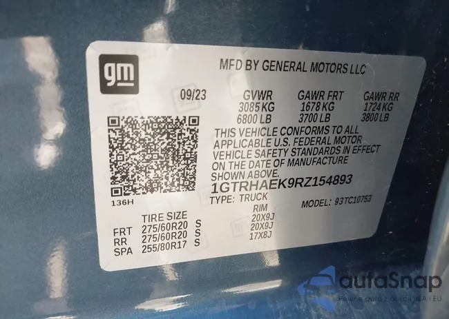 1GTRHAEK9RZ154893: 42002467